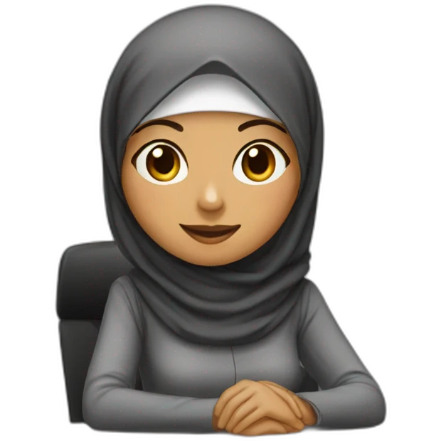 a-girl-with-hijab-behind-the-desk emoji