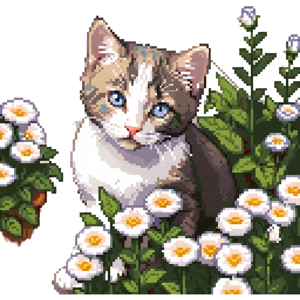 Kitten smells flowers emoji