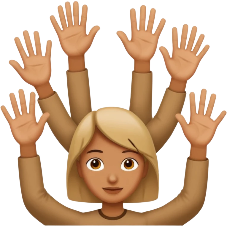 Someone holding up six and seven in their hand emoji