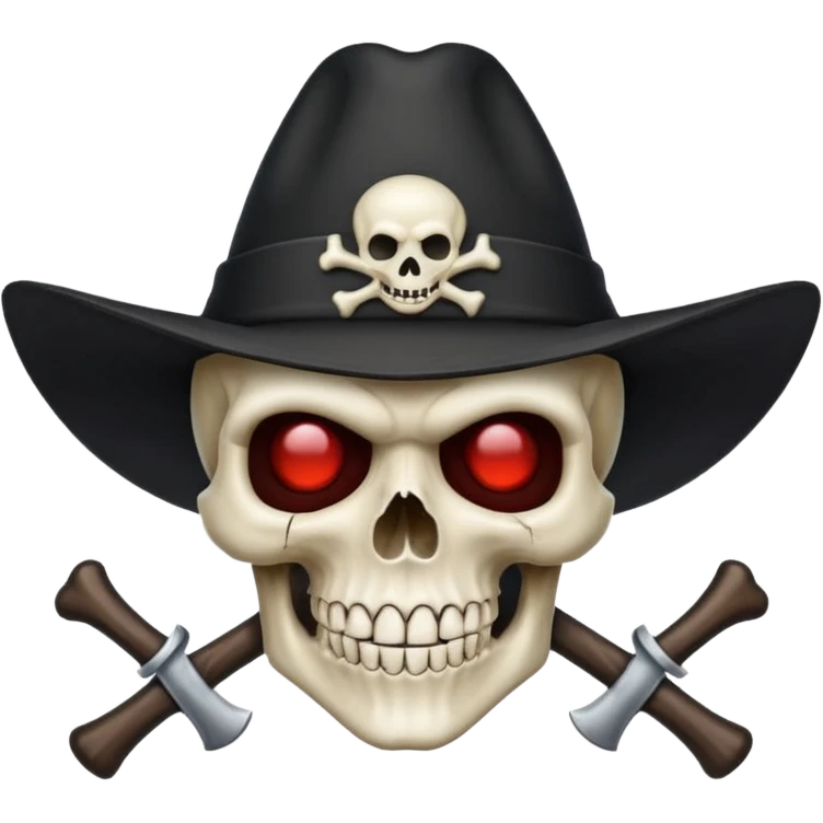 A skull and crossbones wearing a triangular vampire hunter hat. emoji