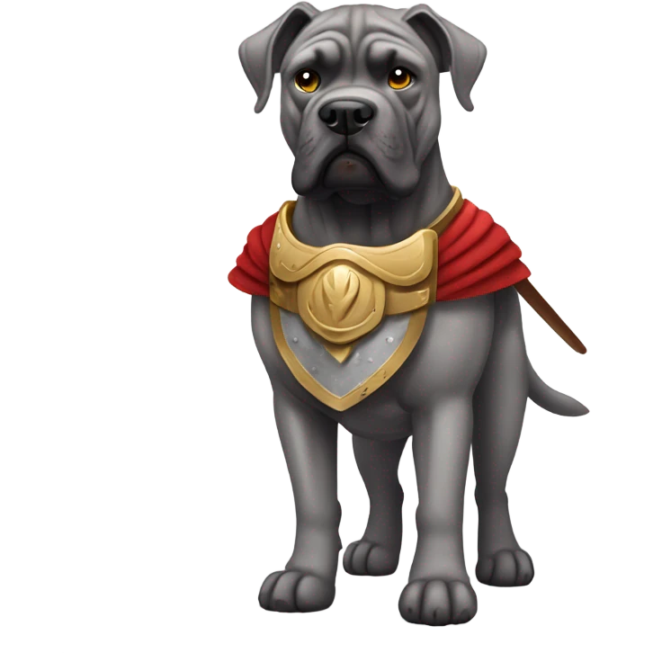 Grey Cane Corso dressed as a Roman gladiator. emoji