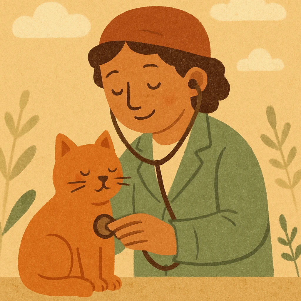 veterinarian examining a cat emoji