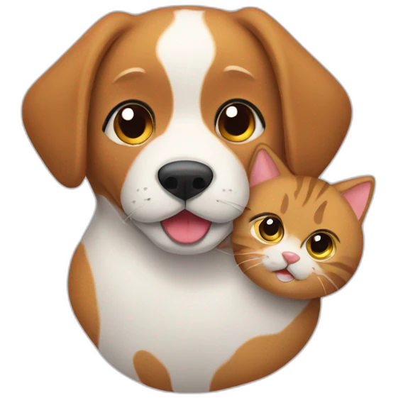 Hund und Katze kuscheln emoji