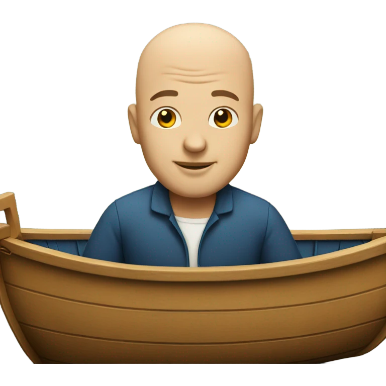 Bald man on a boat emoji