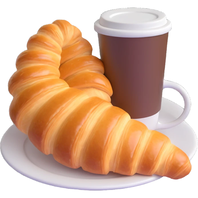 coffee and croissant, microsoft style 3d fluent emoji emoji