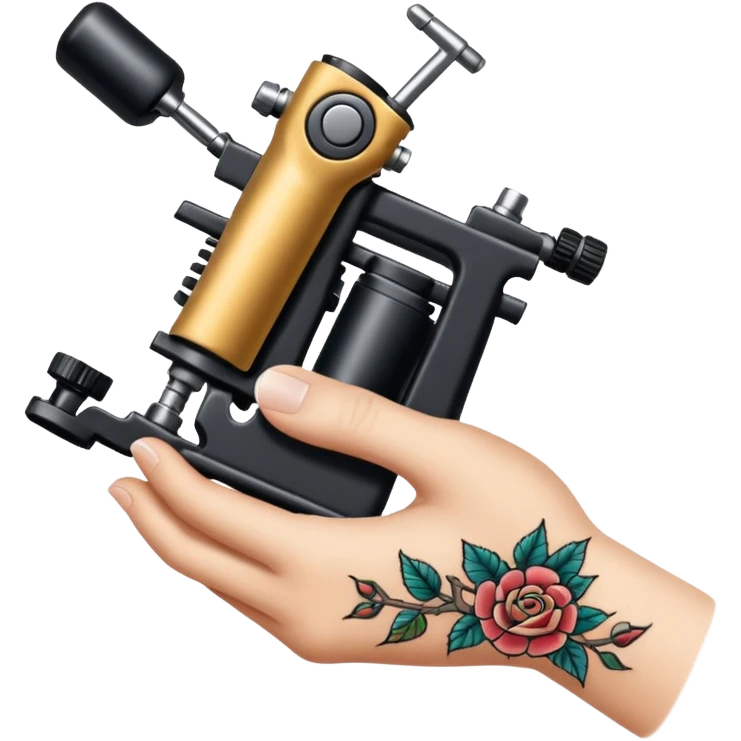 ahand that has a tattoo machine and its tattooing emoji