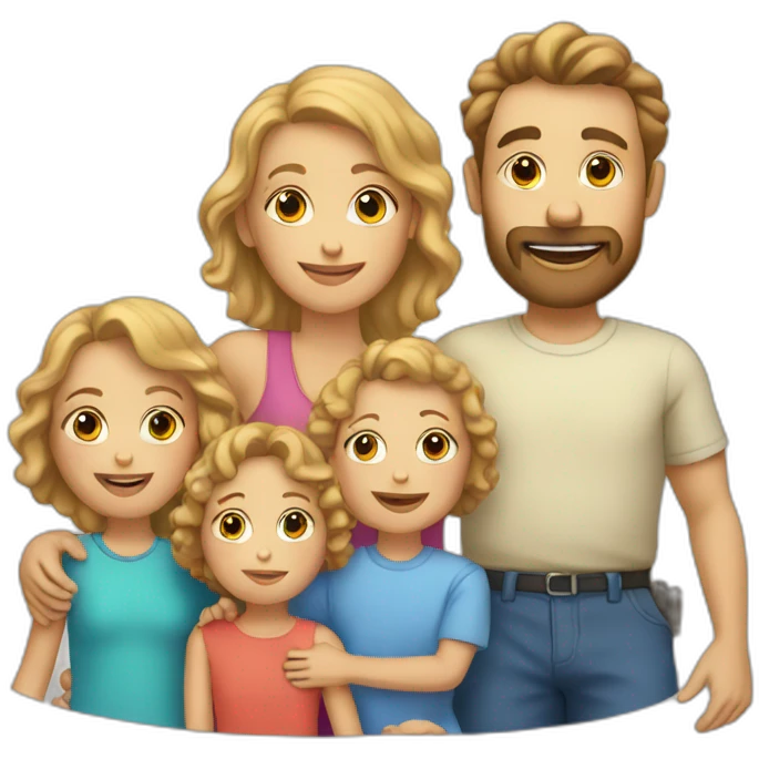 White Family with 3 kids and 2 cockapoos emoji
