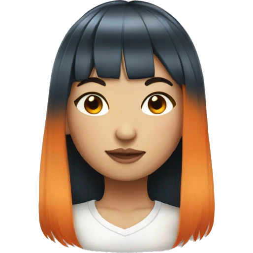 Asian girl with long orange hair and bangs and tattoos emoji