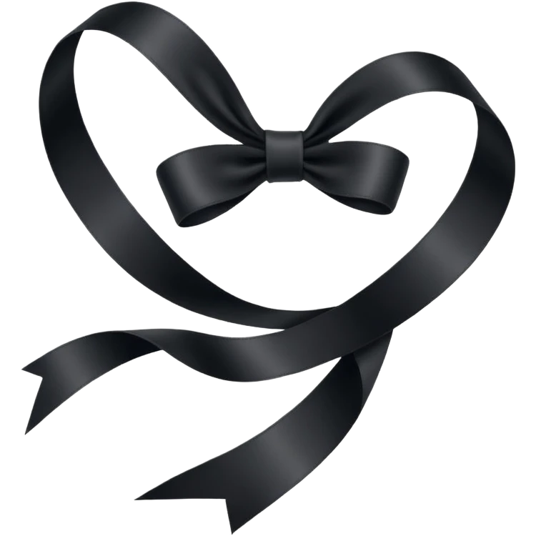 black piece of ribbon # emoji