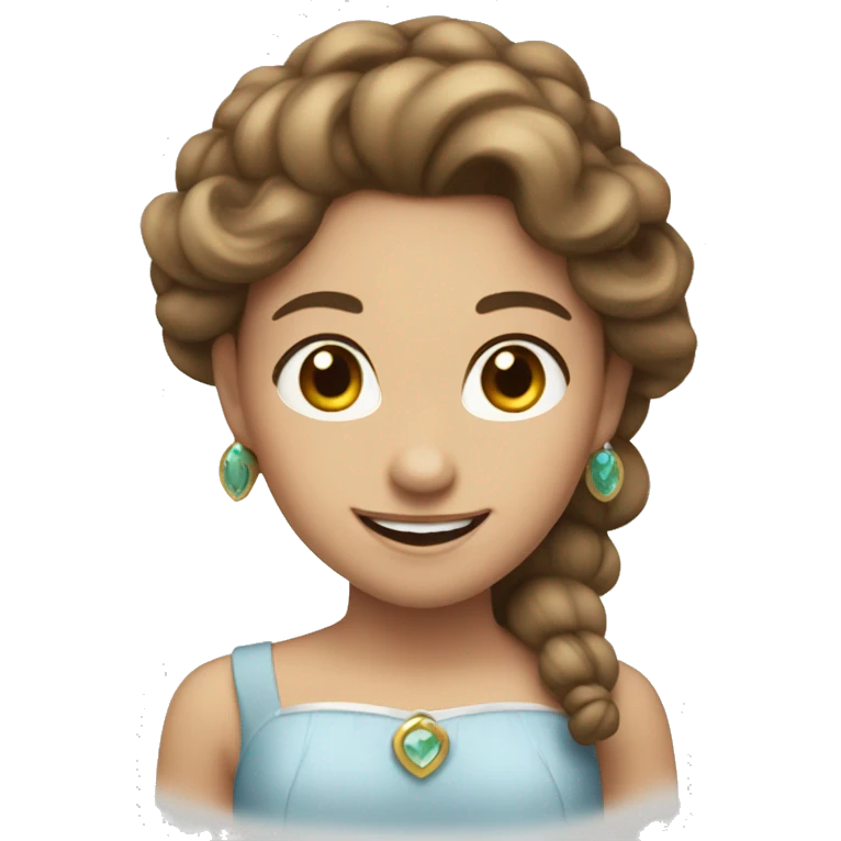 Smiling lusing princess with ight skin and brown hair emoji