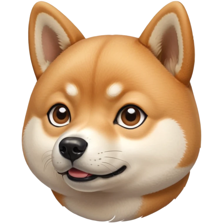 cute Shiba Inu dog confused with a playful, side-eye expression and a tilted head. The dog has light brown fur, big round eyes, and a soft smirk emoji