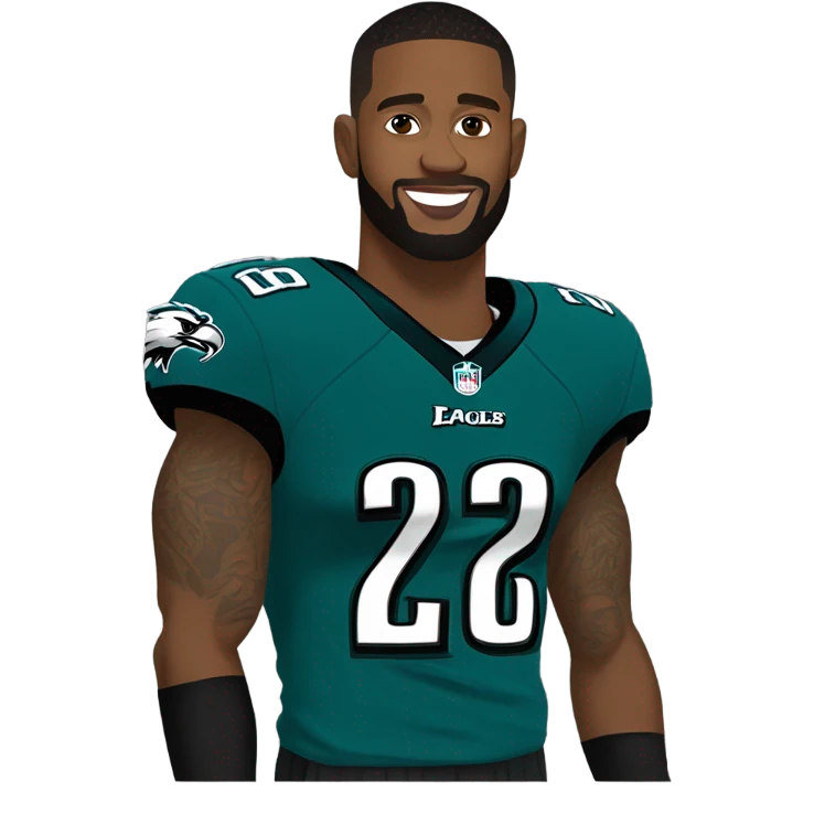 Darius Slay in an Eagles jersey with his arm in a sling.  emoji