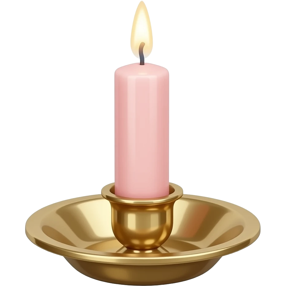 glossy soft smooth Thin tall neat petite cute slim dainty narrow Pastel Reddish-pinkish vintage candle in a tiny narrow gold candleholder emoji