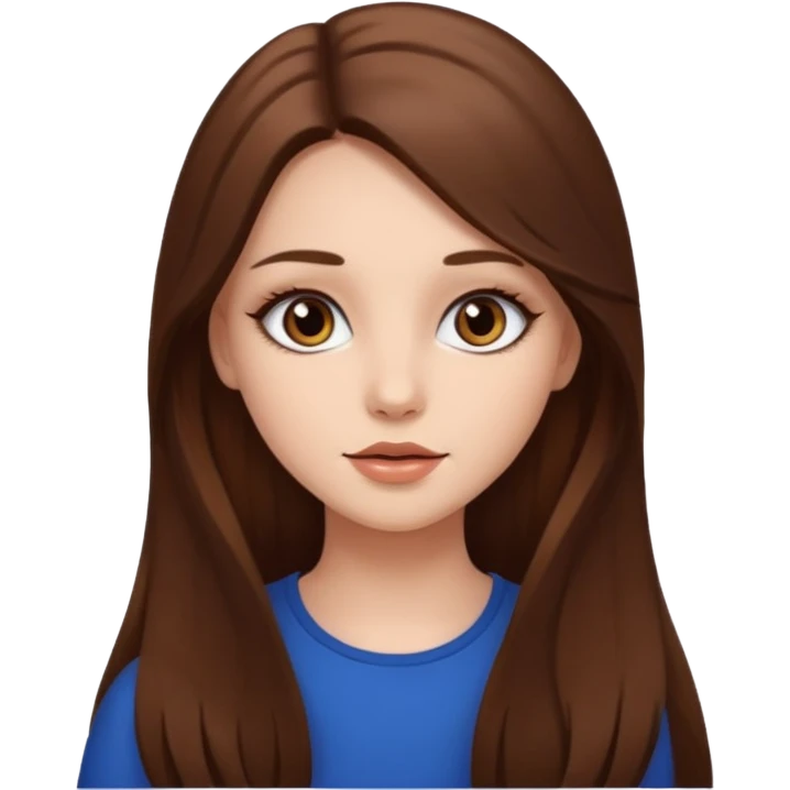 Pretty girl long hair Brown makeup emoji