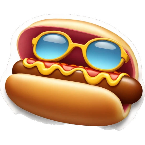A hotdog with sunglasses emoji