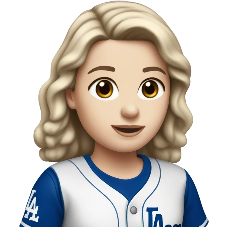 White Dodgers Girl with dark brown hair  emoji