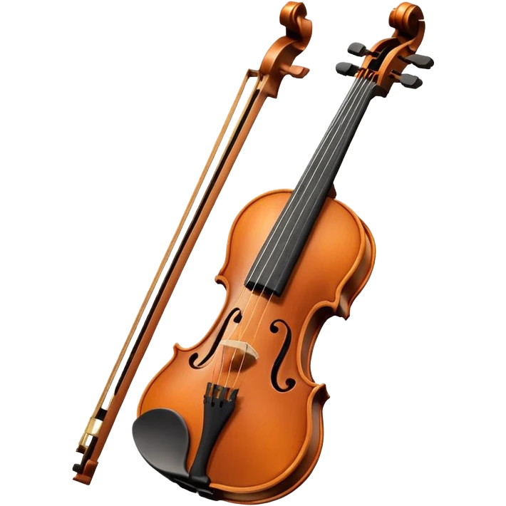 classic violin with bow, musical notes background emoji