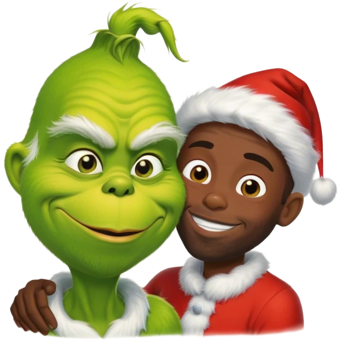 Grinch kissing a black guy emoji