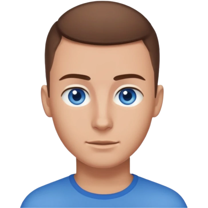 A guy with a buzzcut and blue eyes and brown hair  emoji