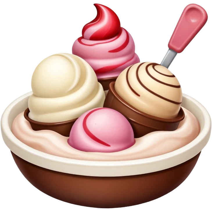 Neapolitan ice cream scoops in a bowl emoji