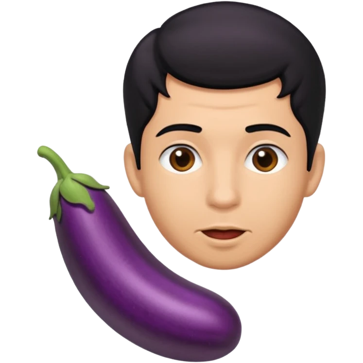 gay man emoji sucking on eggplant in his mouth emoji