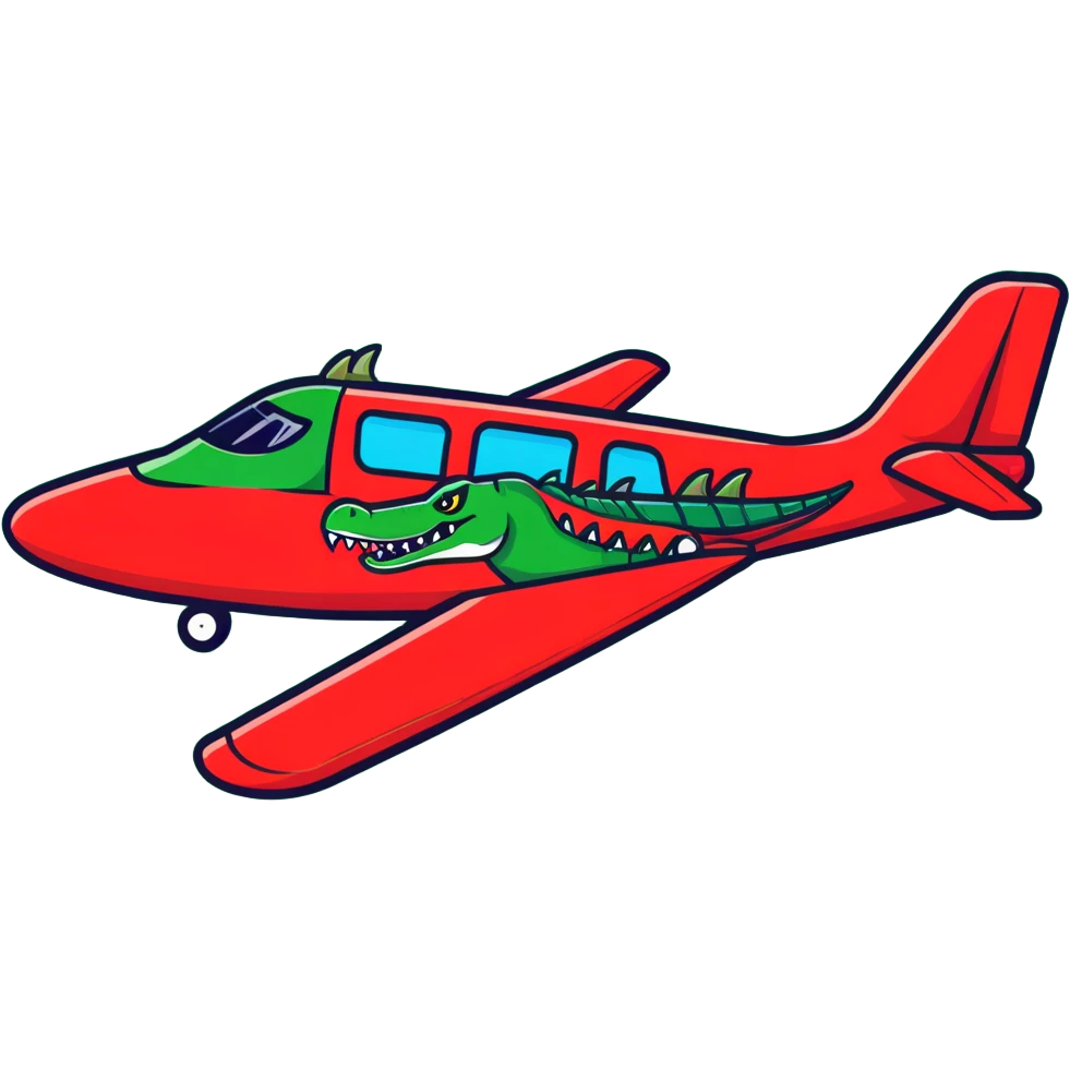 green bomber plane with crocodile head and teeth emoji