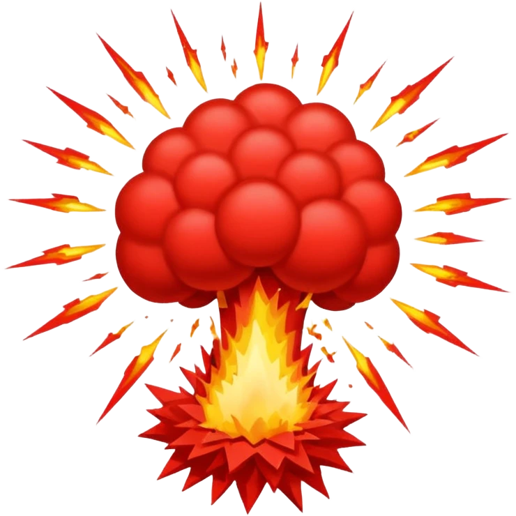 An explosion that will use as the main characters gunfire in a game I'm making. Needs to be red and graphic in nature. The background needs to be blank emoji