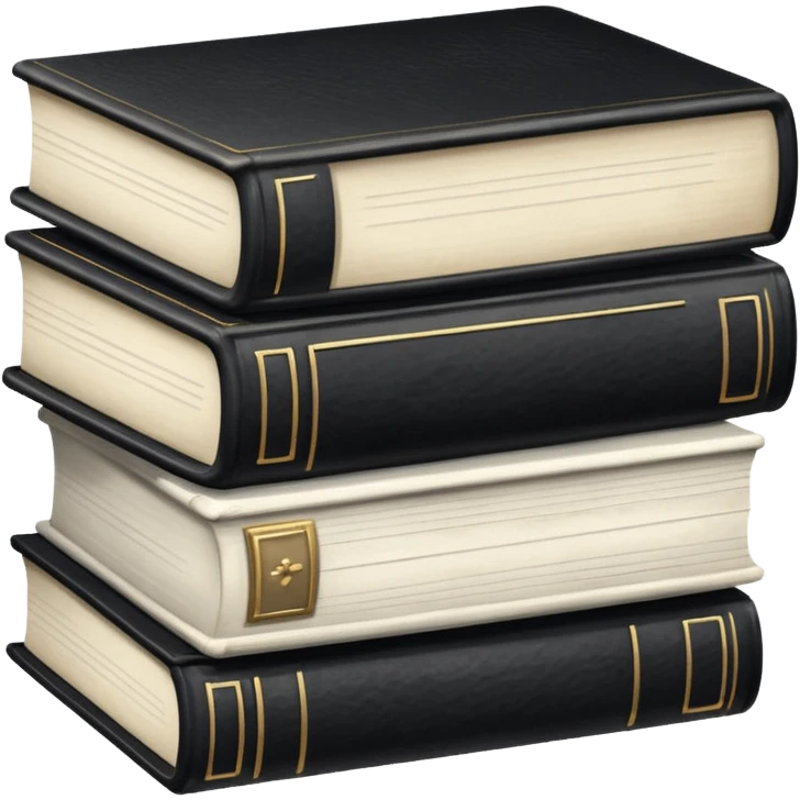 5 black and white books emoji
