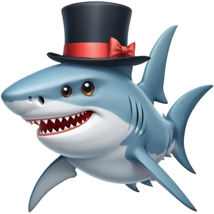 Shark with a top hat emoji