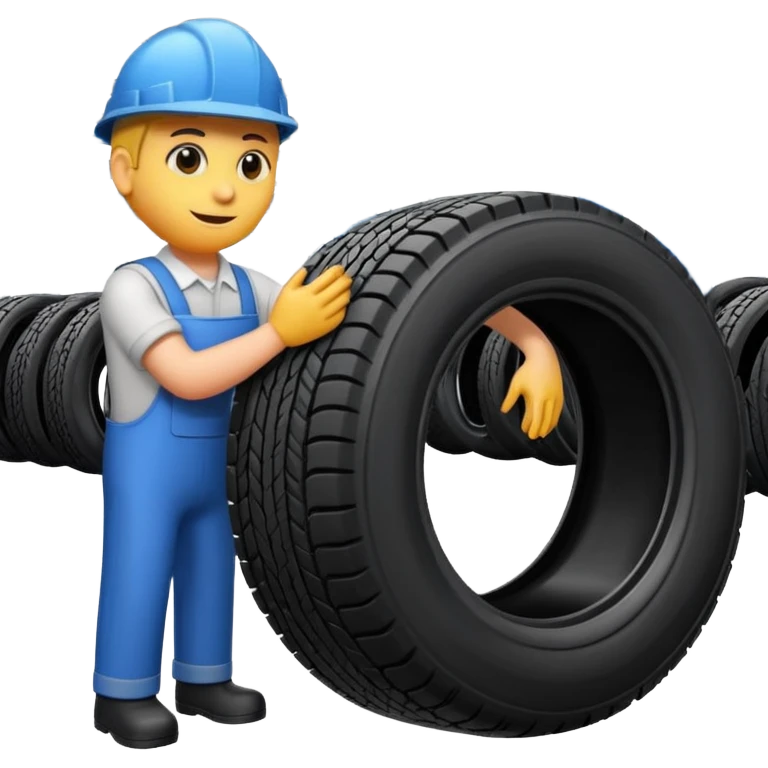 please draw me a emoji of tire - inside the manufacturing factory - getting inspected by machine not the human - the machins is checking uniformity - machine is complicated  emoji
