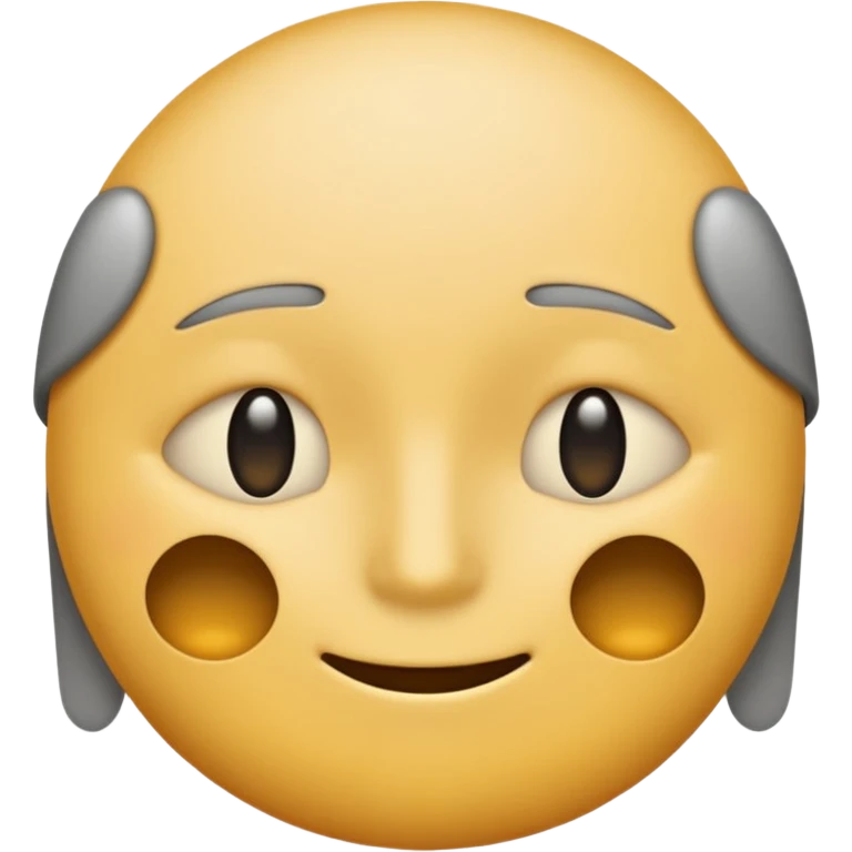 A neutral-colored emoji face (light gray or pale yellow) with half-closed eyes, small dark circles underneath, and a tiny straight-line mouth. A small power symbol (⏻) floats above the head or appears faded on the forehead, suggesting low energy or mental exhaustion. emoji