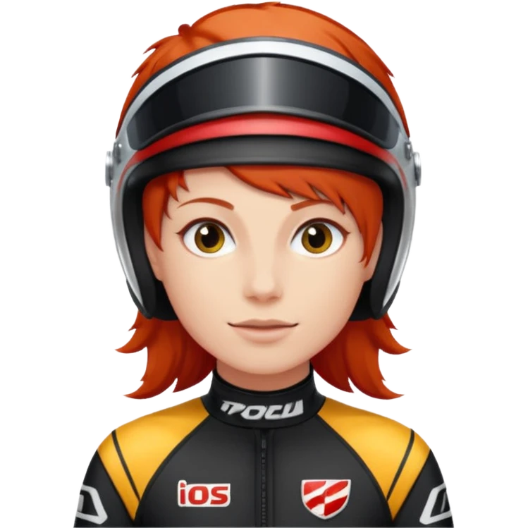 red haired racer with black outfit emoji