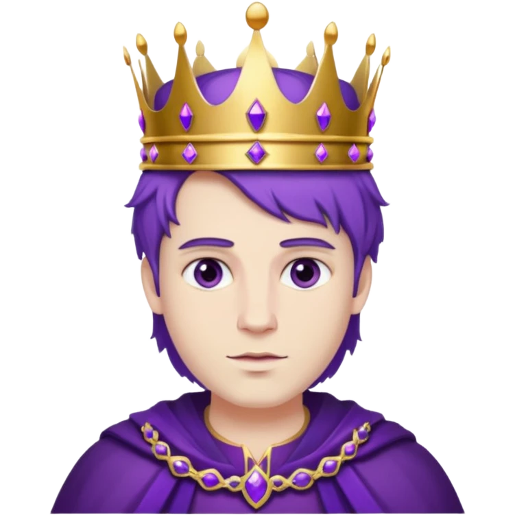 اريد ملك لونه ابيض لون عينيه بنفسجيه وايضا لون ملابسه متل الملك ولونها بنفسجي واريد ان يكون لديه تاج لونه بنفسجي emoji