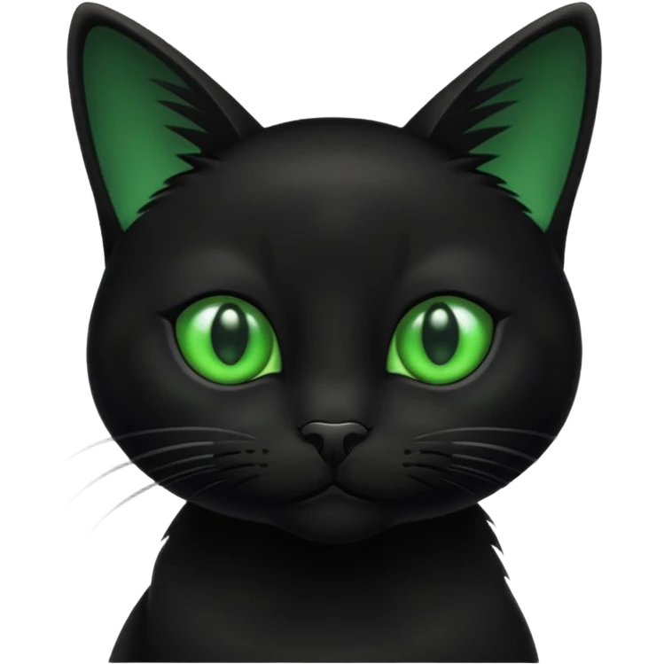 Small black cat with green eyes emoji