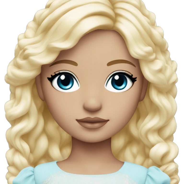ocean blue doll eyes, blonde hair, feminine, pink, girl, angelic emoji
