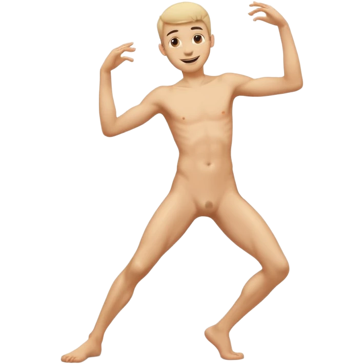 Skinny naked guy dancing happy emoji