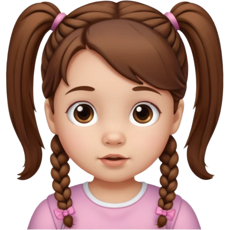 baby girl with brown hair and pigtails emoji