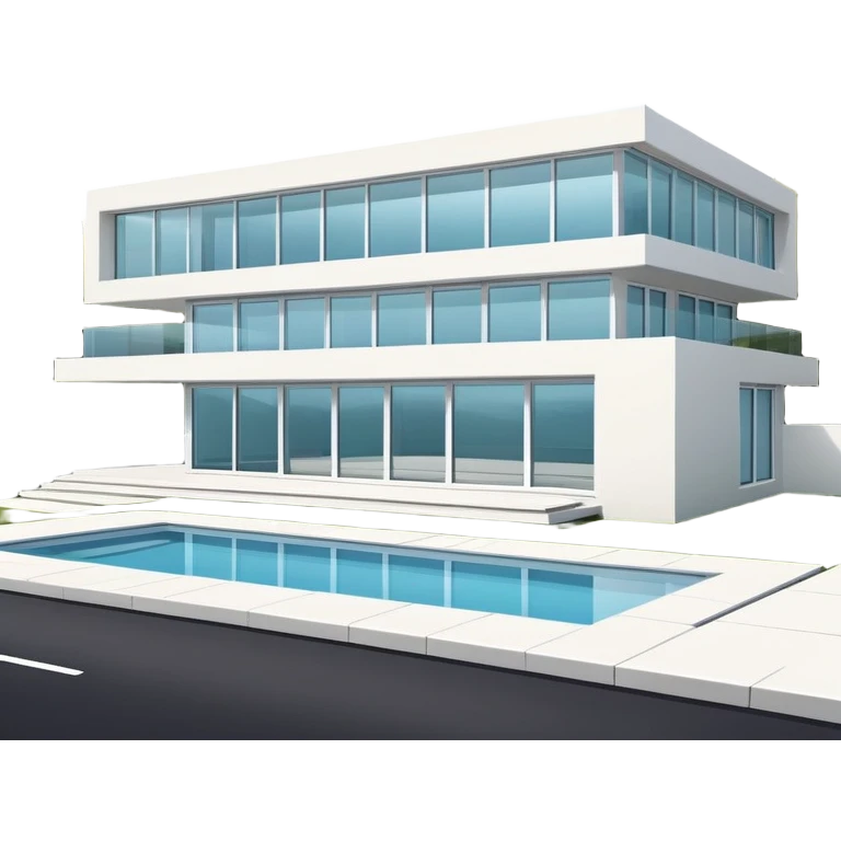 sleek modern house with large windows, flat roof, and clean architectural lines emoji