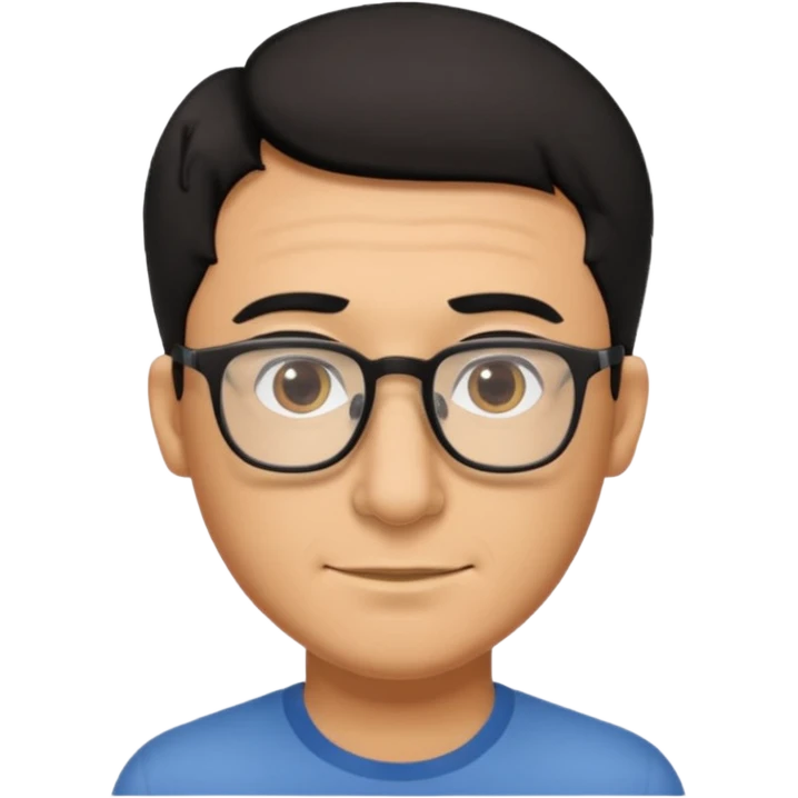 Emoli hombre con lentes poco cabello negro y nariz grande emoji
