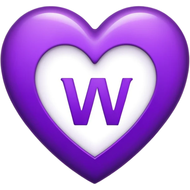 The white Letter “w” inside a Purple Heart emoji