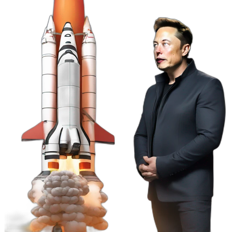elon musk looking at rocket launch emoji