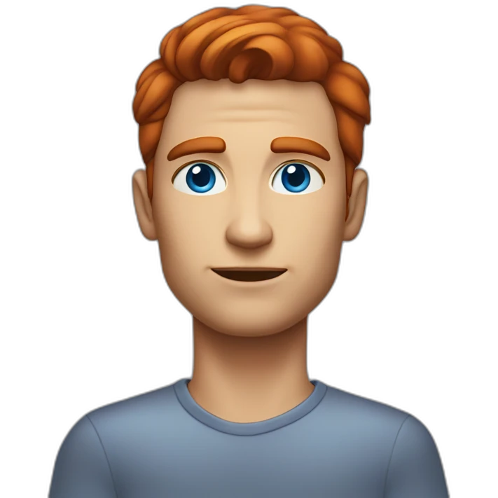 Man Broad face chiselled jaw high cheekbones blue eyes swept back red hair emoji