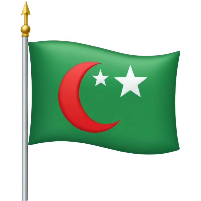 Flag with green rectangle then red rectangle in it a white crescent and a star then a green rectangle  emoji