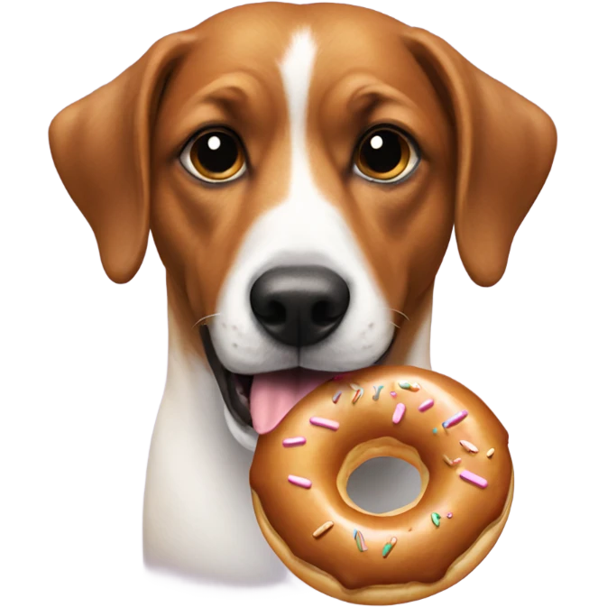 A dog eating a donut emoji