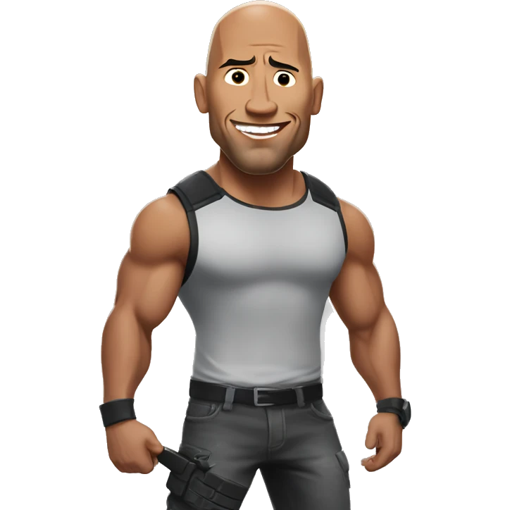 The rock playing fortnite emoji