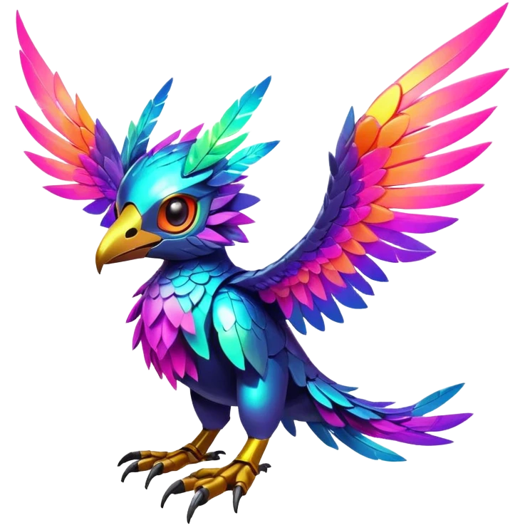 Tropical futuristic lush warm-colored neon-colored Fakémon-Digimon-Trico-creature emoji