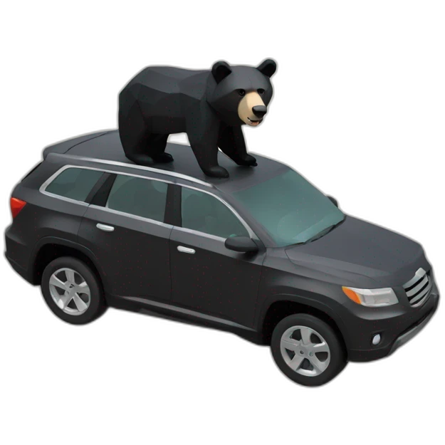Lowpoly black bear in car emoji