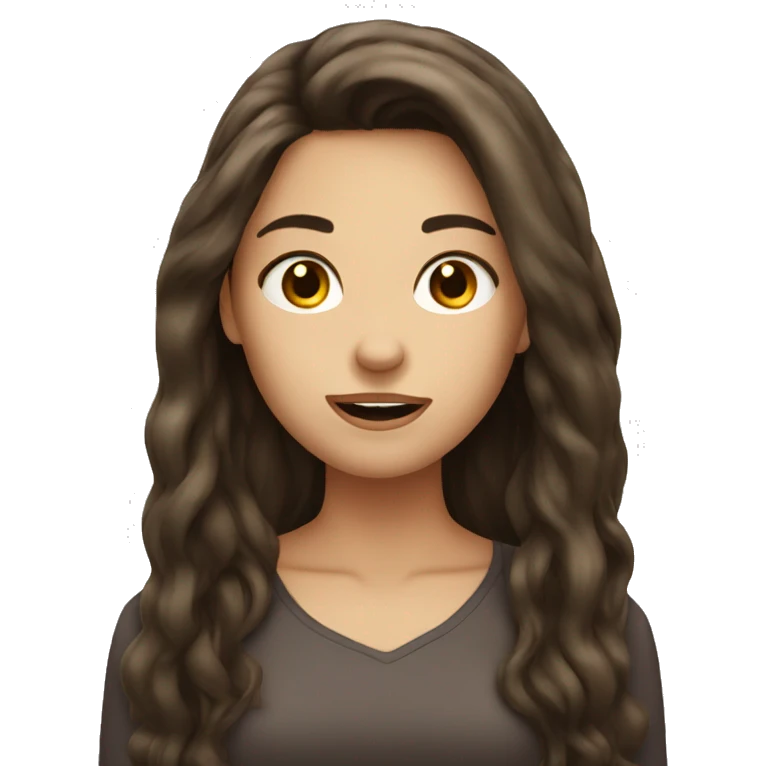 Long hair brunette gasp emoji