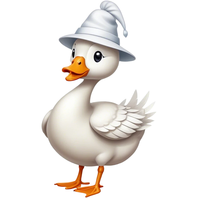 A silly goose wearing a spinny hat emoji