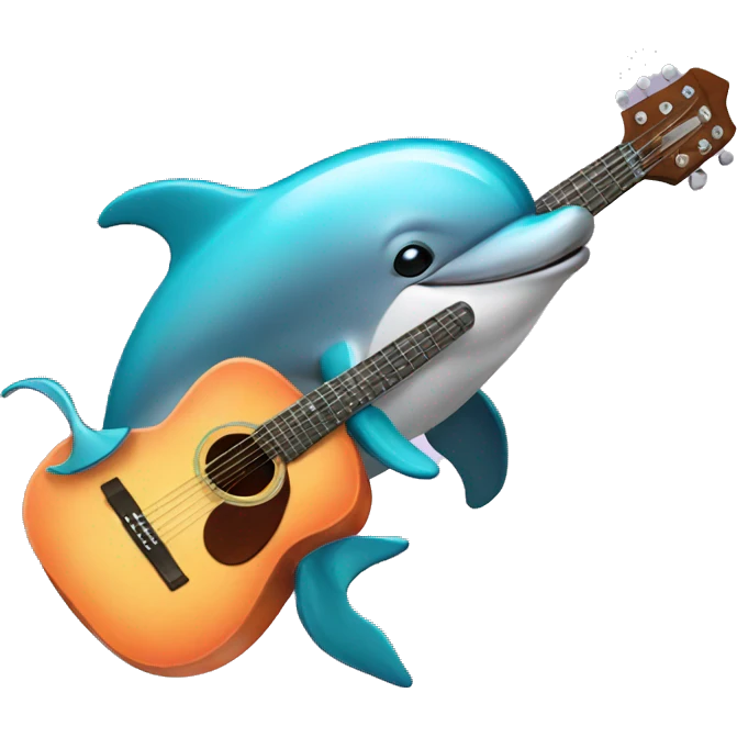 A dolphin with a guitar emoji